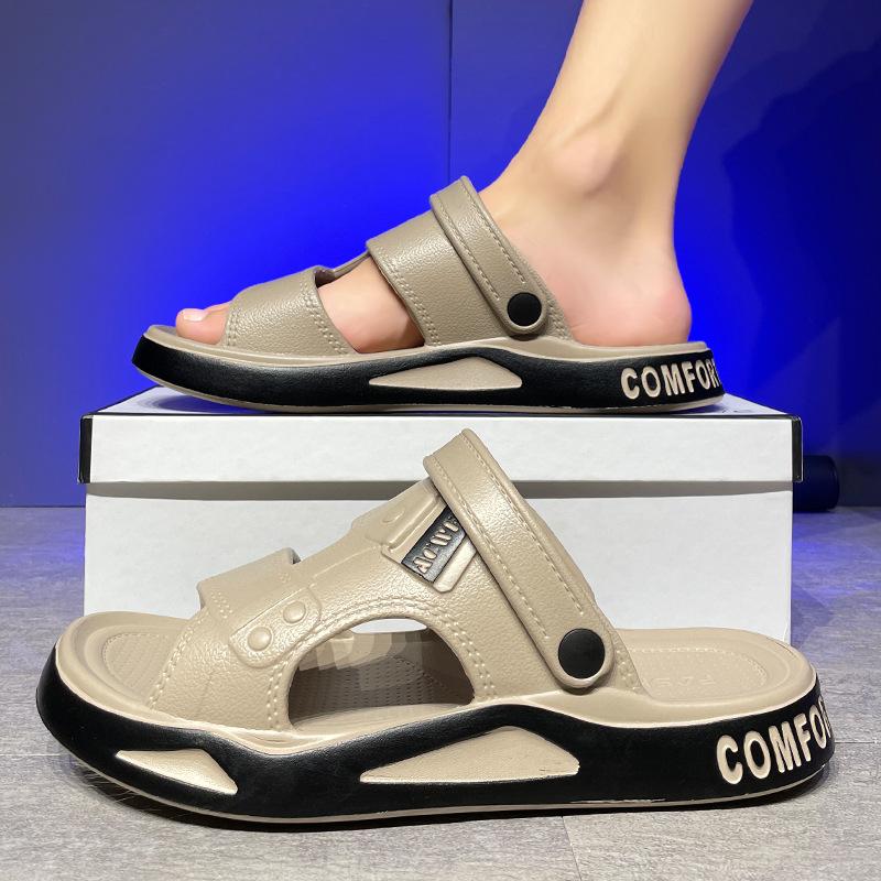 EVA-Sandalen für Herren, Sommerschuhe fürs Autofahren, Hausschuhe mit doppeltem Verwendungszweck, leichte und verschleißfeste Strandschuhe, lässige und trendige, fließende Coolness 42-43 hellbraun