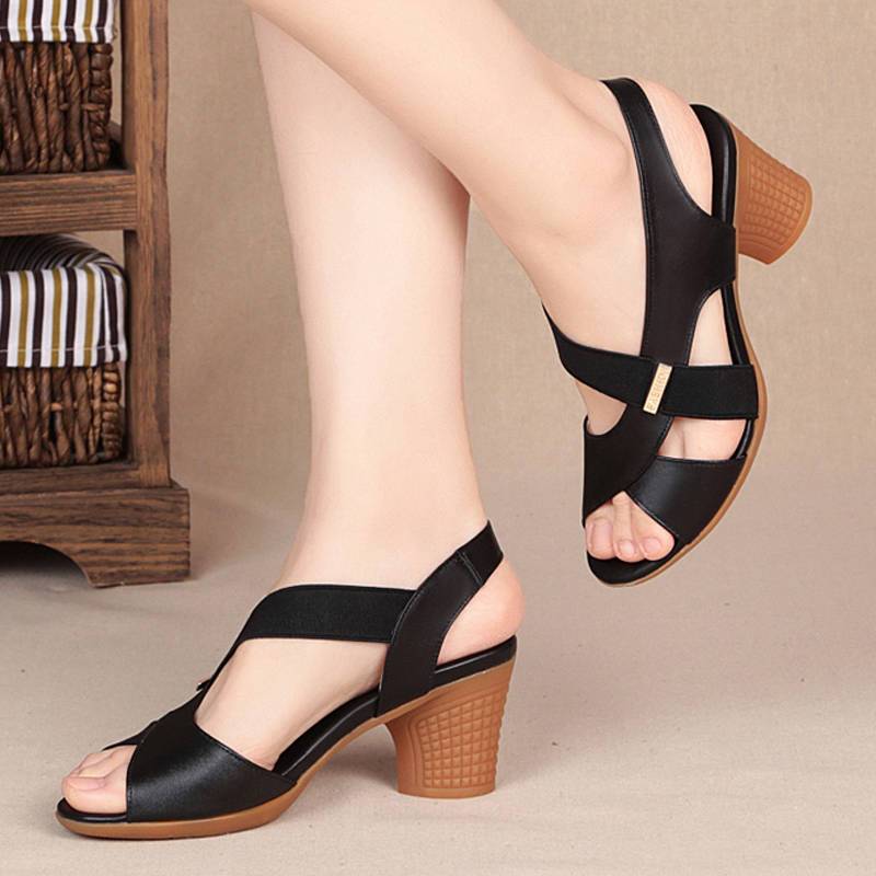 Damen Sandalen Modische Oberbekleidung Damen Sandalen Dick mit Damenschuhen Hochhackige Sandalen Sommer Damenschuhe 41 schwarz