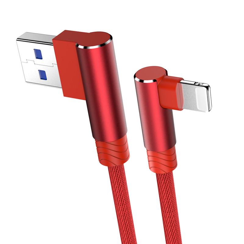 1 2 3 m 90 Grad USB-Datenladekabel für iPhone 11 12 13 14 PRO Xs Max Xr X 8 7 6 6S Plus 5 5S SE2020 iPad-Kabel Origin-Mobiltelefon lang kurz 1m rot