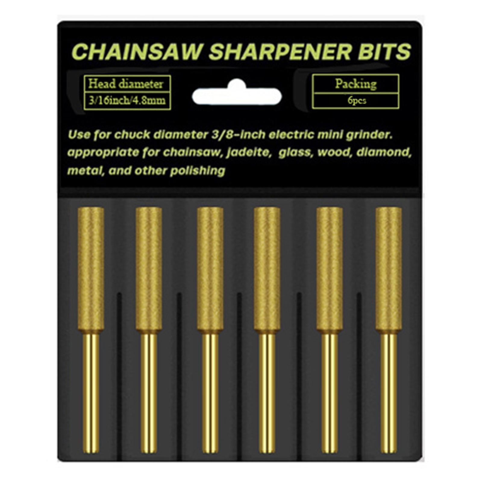6 Stück Kettensäge Schärfstein Kettensäge Schärfer Diamant Schleifwerkzeug Titanbeschichtete Schleifstifte 4mm/4.8mm/5.5mm 48