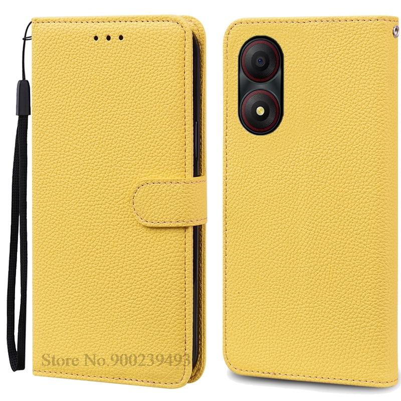 Für ZTE Blade A34 Hülle Brieftasche Leder Flip Back Cover Für ZTE Blade A34 Hülle Weiche Silikon Funda Für ZTE Blade A34 Handyhüllen For ZTE Blade A34 gelb