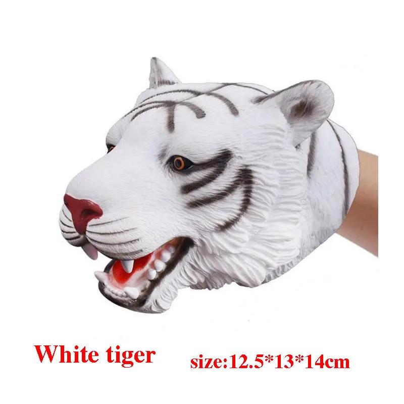 Weiche Vinyl-Gummi-Tierkopf-Handpuppen-Figuren Spielzeug Handschuhe Modell Geschenk Dinosaurier-Handpuppen-Spielzeug Für Halloween Spielzeug white