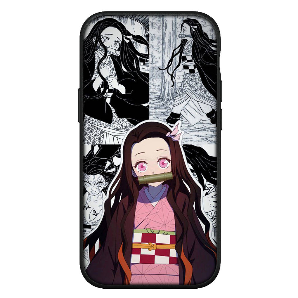 Hülle für iPhone 15 14 Xiaomi Redmi Note 13 12 11 Pro Max X 8 7 9 XR Samsung Galaxy S24 S23 OPPO Huawei Anime Dämon Slayer Tanjirou Nezuko Handyhülle for Samsung Galaxy S7 Edge rehbraun