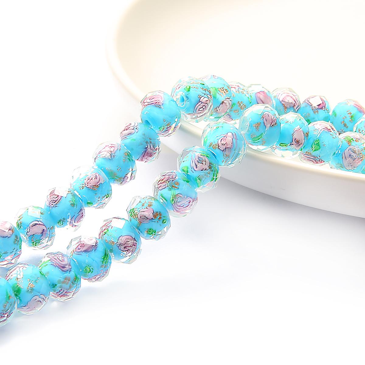 10 teile/beutel 8/10/12mm Murano Transparent Glas Lampwork Perlen Für Schmuck Machen Frauen DIY Armband Blume rondelle Facettierte Perlen 12mm türkis blau