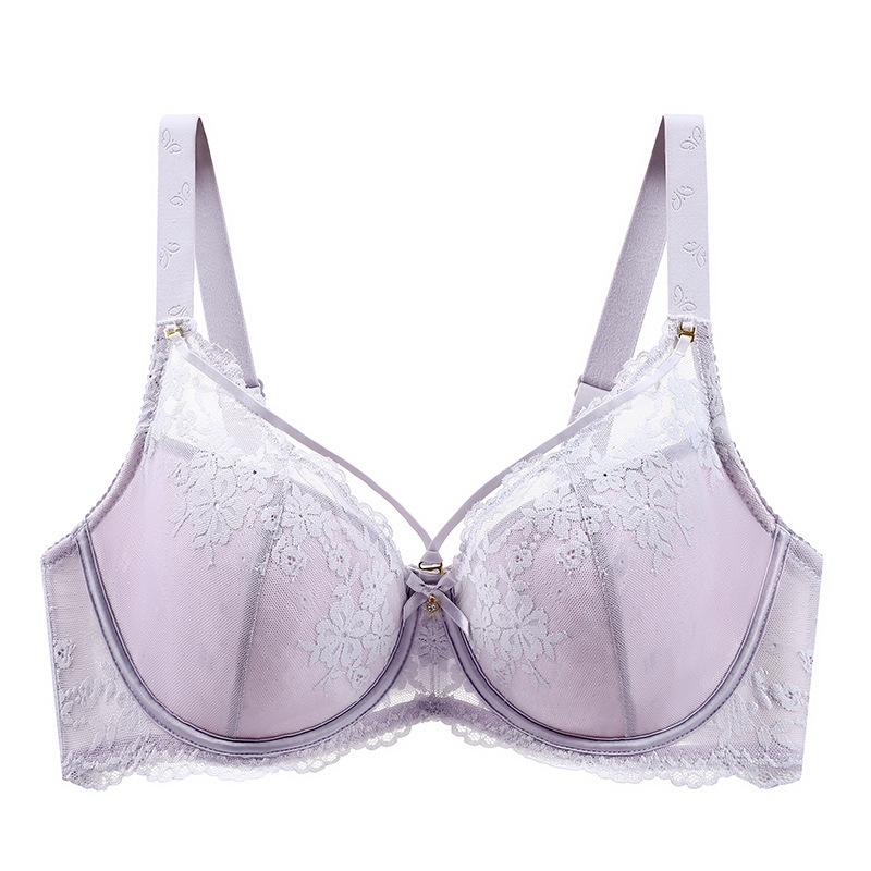 Übergröße Dessous Damen Weicher Bügel Verstellbare Dessous Dünne Spitze Raffinierter BH 52/120E violett