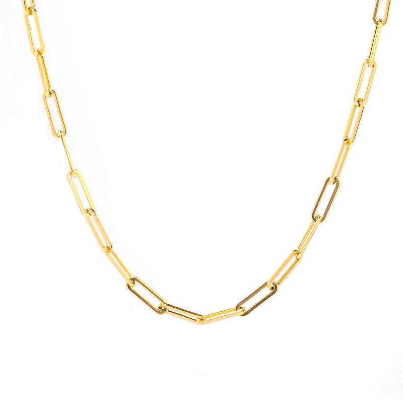 Halskette zum Anklipsen für Damen, Edelstahl, Goldkette, modischer Herrenschmuck, Geschenk, Büroklammer, Gliederkette, Damenschmuck gold