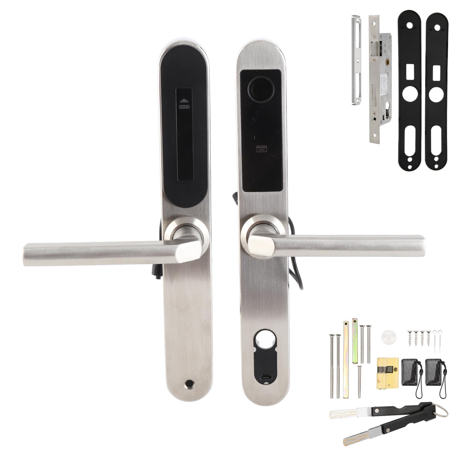 Passwort Fingerabdruckschloss Verstellbarer Türknauf Silber Wasserfest für Wohnung Villa Schule