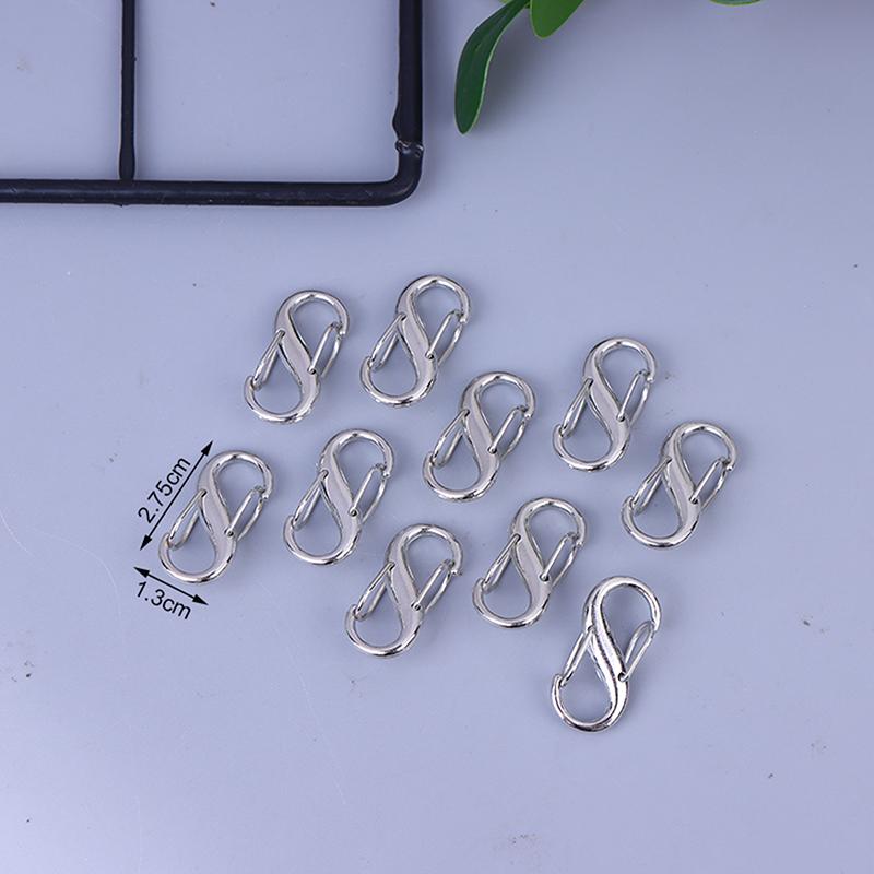10 Stück S-Haken Umweltfreundlicher Metall Schlüsselclip Camping Sichere Rucksäcke Verschluss Karabiner Schlüsselanhänger Stabil Wildnis Überlebenswerkzeuge 2.7cm silber