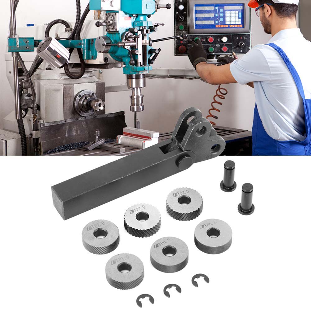7 Stück Stahl Rändelwerkzeug 0,5 1 2 mm Diagonal Doppelrad Lineares Rändelset Drehbank Schneidemaschine weiß