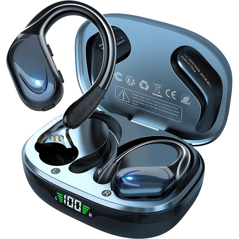 GDLYL BX17 Sportliche kabellose Kopfhörer mit Mikrofonen, LED-Leistungsanzeige, Hi-Fi-Stereo-Sound, Bluetooth 5.4 TWS Kopfhörer schwarz