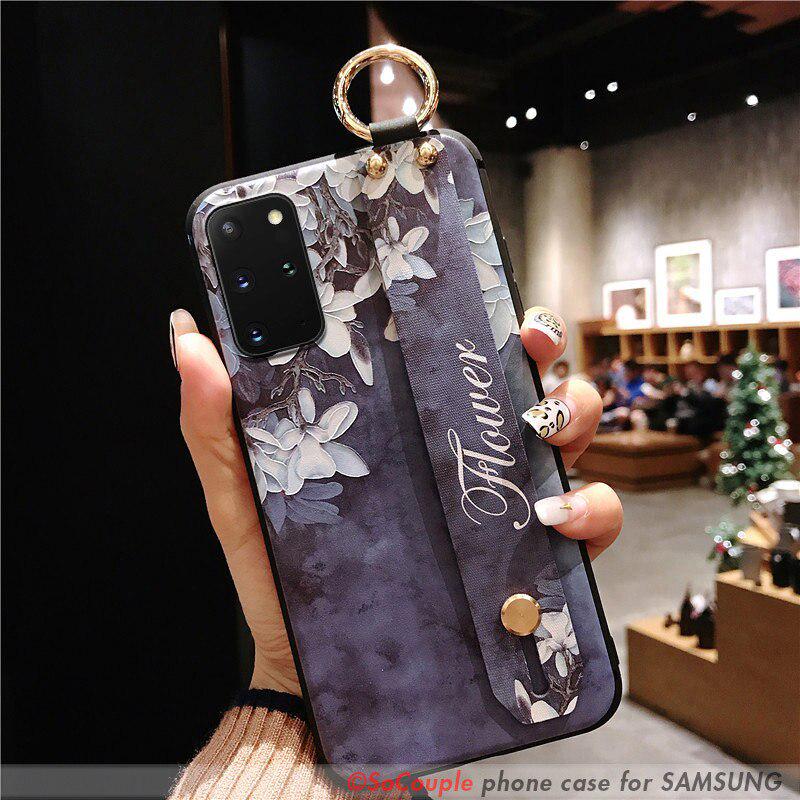 Handyhalter-Hülle für Samsung Galaxy A50 A51 A71 A70 A30s A20 A40 A10 S9 S8 S10 S20 Ultra Note 10 Plus Handgelenkschlaufe For A50 violett