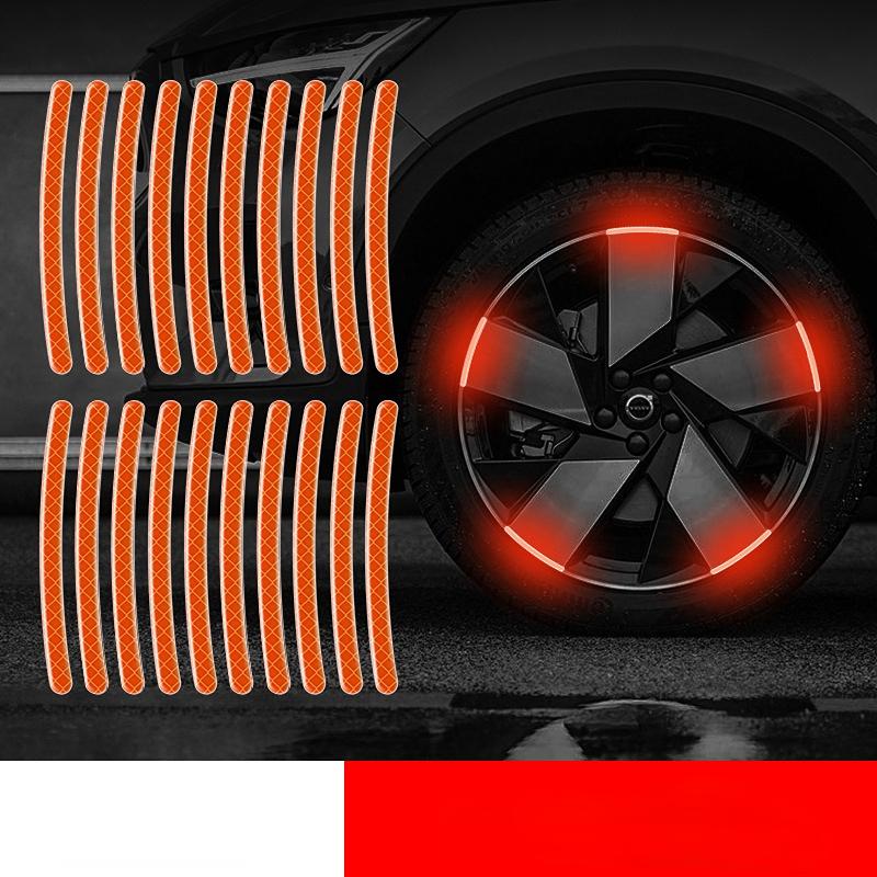 NEU 20 Stück Autonabe Reflektierende Aufkleber Autozubehör Zierstreifen Allgemein für die Verwendung von Fahrrad-, Automobil- und Motorradreifen 20 pcs orange