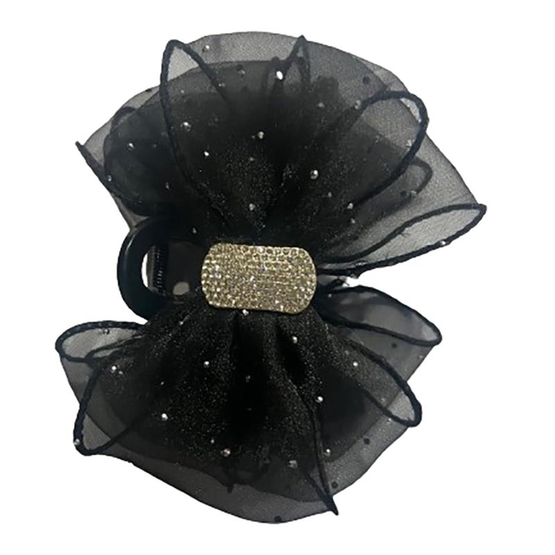 Koreanischen Stil Mesh Bogen Strass Haar Klaue Vintage Elegante Haar Klemme Haarnadel Shark Clips Für Frauen Mode Haar Zubehör schwarz