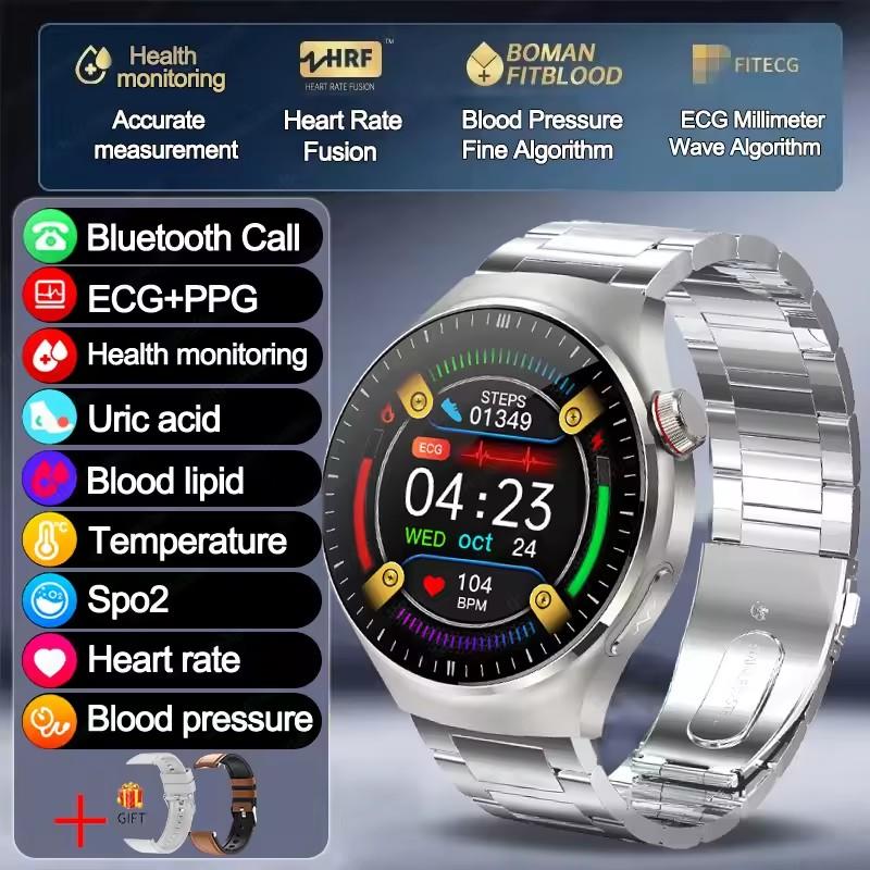 2026 Neue klinische Smartwatch mit EKG+PPG und Körper-Mikroüberwachung, Mikro-Untersuchung, Herzfrequenz, Smartwatch für Android & iOS, Damen steel