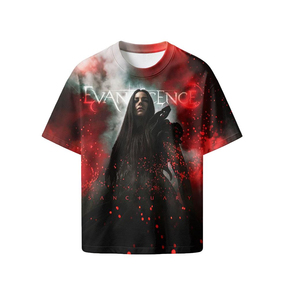 2026 Neues Evanescence Rock Tour T-Shirt 3D Grafikdruck Streetwear Mode Kurzarm Lässige Oberteile Unisex T-Shirts Y2K Erwachsene Sommer XXXL brown