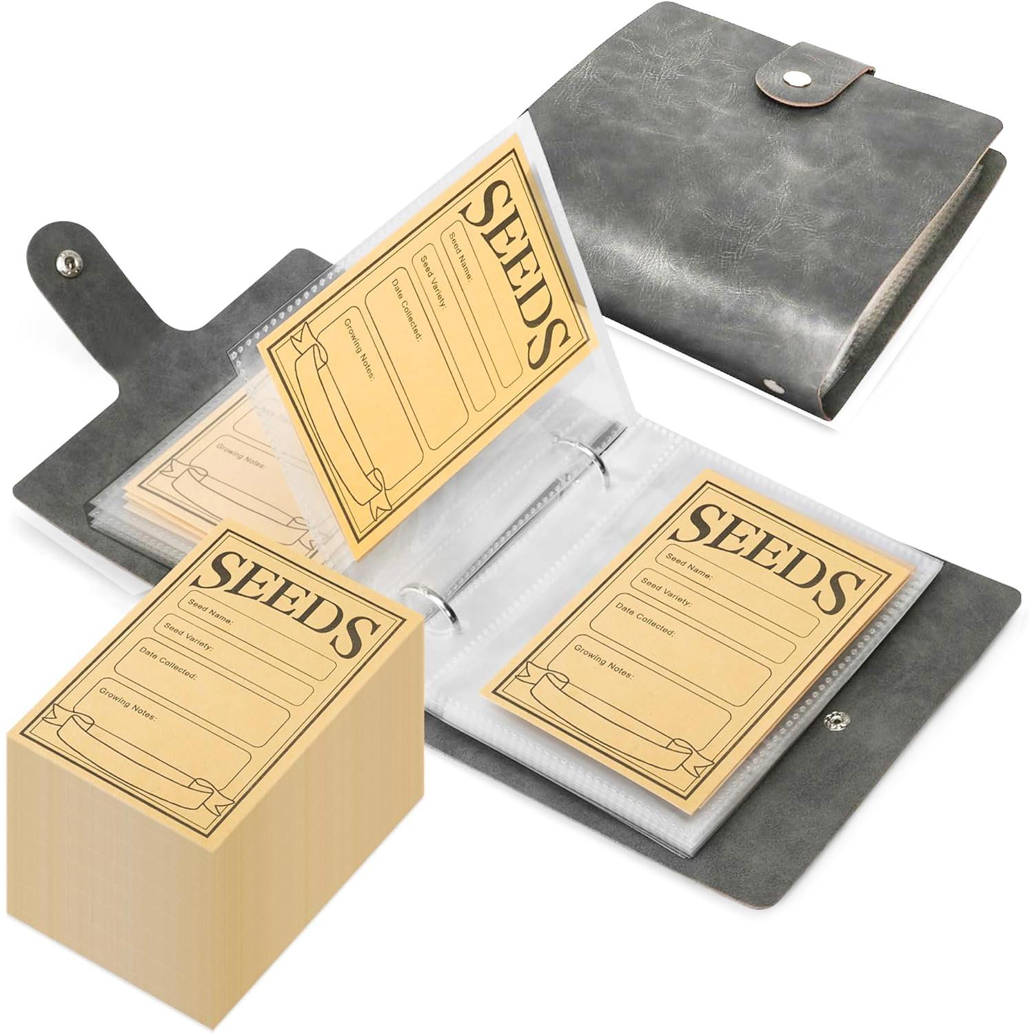 1 Set Aufbewahrungsorganisatoren für Gartensamen, Samen-Organizer-Ordner mit 50 selbstverschließenden Samenumschlägen, Samenpaket-Organizer, Samen