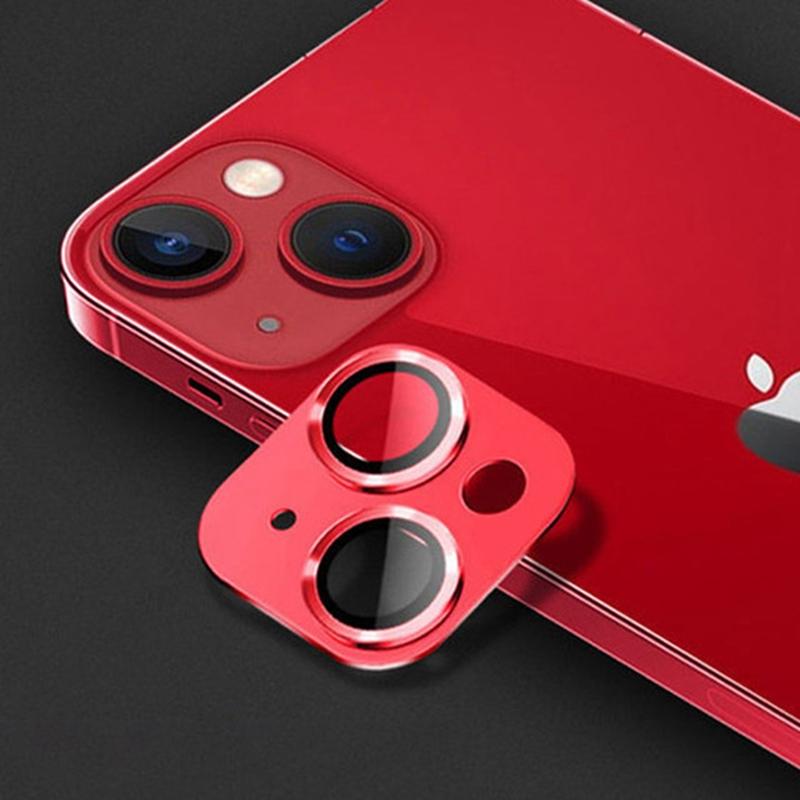 Metallobjektiv-Schutzhülle für iPhone 15 14 Pro Max Kamera gehärteter Glasfilm für iPhone 15 Pro 14 Plus 15 Pro Max Panzerobjektiv Stoßfeste Abdeckung For iPhone 15 Plus rot