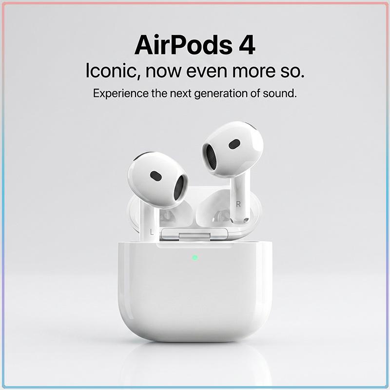 Apple AirPods 4 Bluetooth 5.3 Kabellose Ohrhörer Adaptiver EQ Geräuschunterdrückung Dual-Mikrofon Lange 30H Wiedergabe Automatisches Pop-up Sport Mini-Ohrhörer weiß