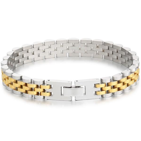10MM Breite Uhr Kette Stil männer Mann Armband Für Männer Frauen Luxus Gold Farbe Edelstahl Mannen Armband Auf Hand Handgelenk Arm Schmuck 20CM silber/gold