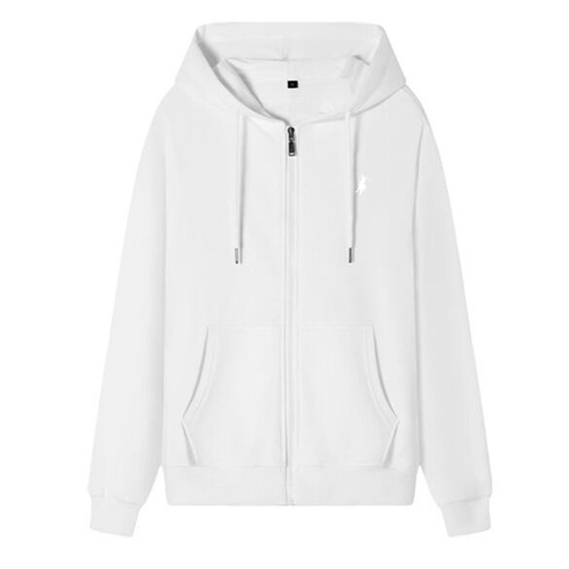 Herrenjacke mit Kapuze und langen Ärmeln und Kordelzug, Reißverschluss, einfarbig, lässige Sportbekleidung, Hoodies & Sweatshirts für Herren XXL weiß