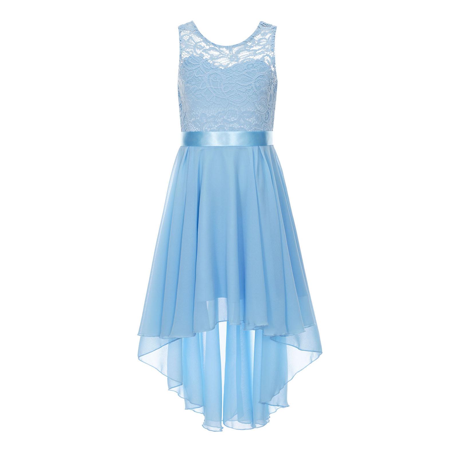 Kinder Mädchen Kleider Hochzeit Party Kleid Prinzessin Brautjungfern Kleid Blumen Mädchen Party Kleider 5-6 Years hellblaue