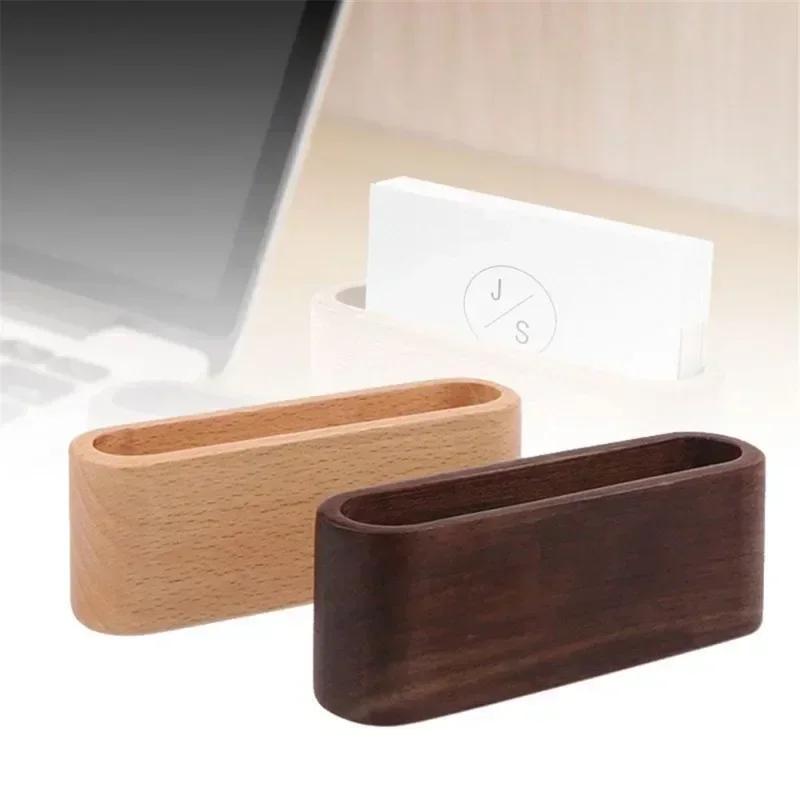 Einfache Visitenkartenhalter aus Holz Notiz-Displaygerät Karten Bürobedarf Schreibwarenzubehör Schreibtisch-Organizer Ständer Halter braun