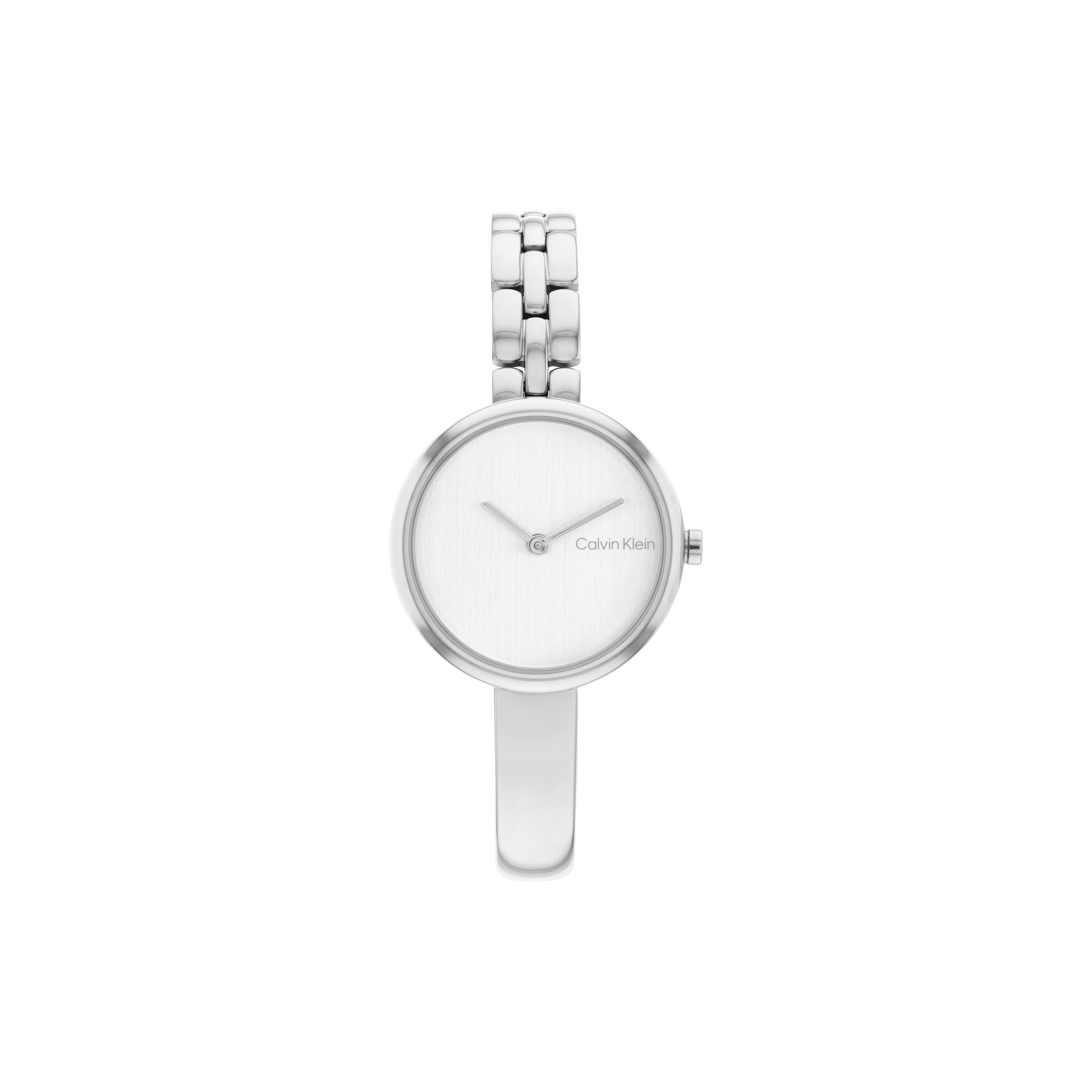 Calvin Klein Quarz Uhr Edelstahl Armband Silbernes Zifferblatt Geschenkbox Licht- und Nachtstil Damenuhren 25200278 Regular Watch Box,Silver Dial white