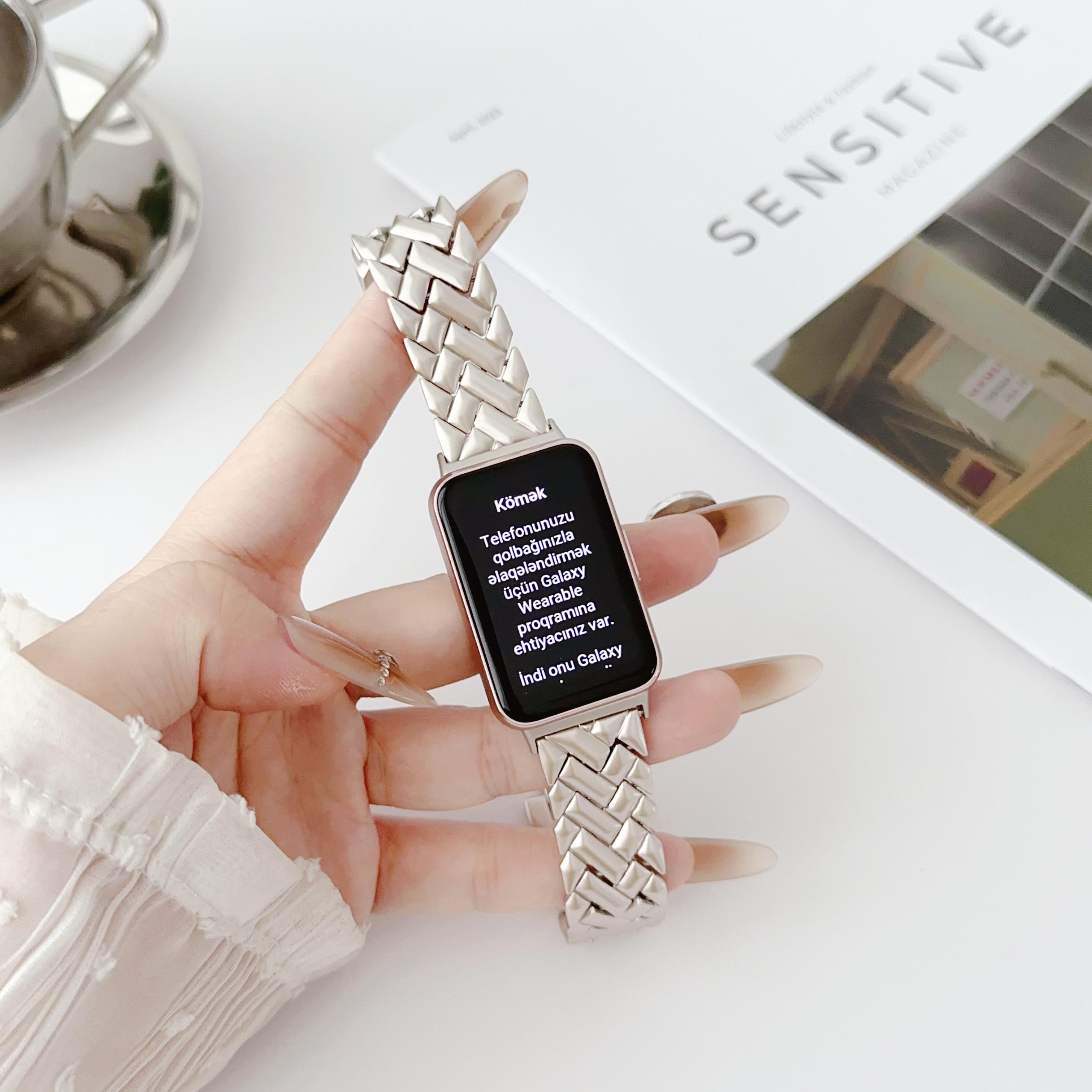 Edelstahlarmband für Samsung Galaxy Fit3 Band Metallarmband für Galaxy Fit 3 SM-R390 Armband Ersatzzubehör For Samsung Galaxy Fit 3 beige