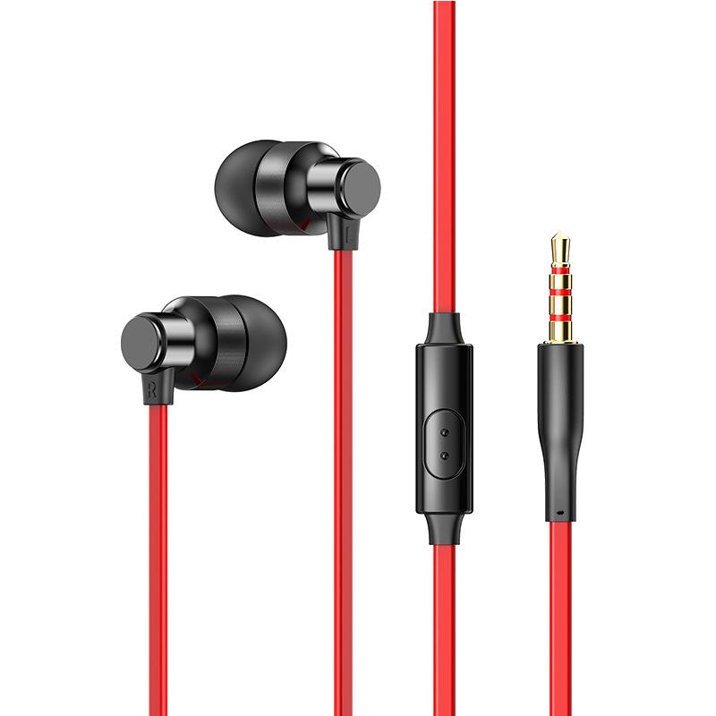 VAORLO 3,5 mm kabelgebundene Kopfhörer mit Mikrofon, Mini-In-Ear-Headset für Samsung Xiaomi Huawei Kopfhörer rot