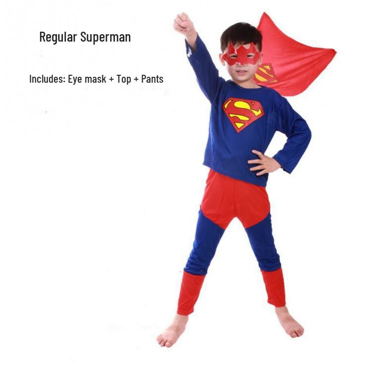 Halloween-Kostümset für Kinder: Spiderman, Batman, Superman Umhänge & Langarm-Outfits für Rollenspiele & Partys Large blue