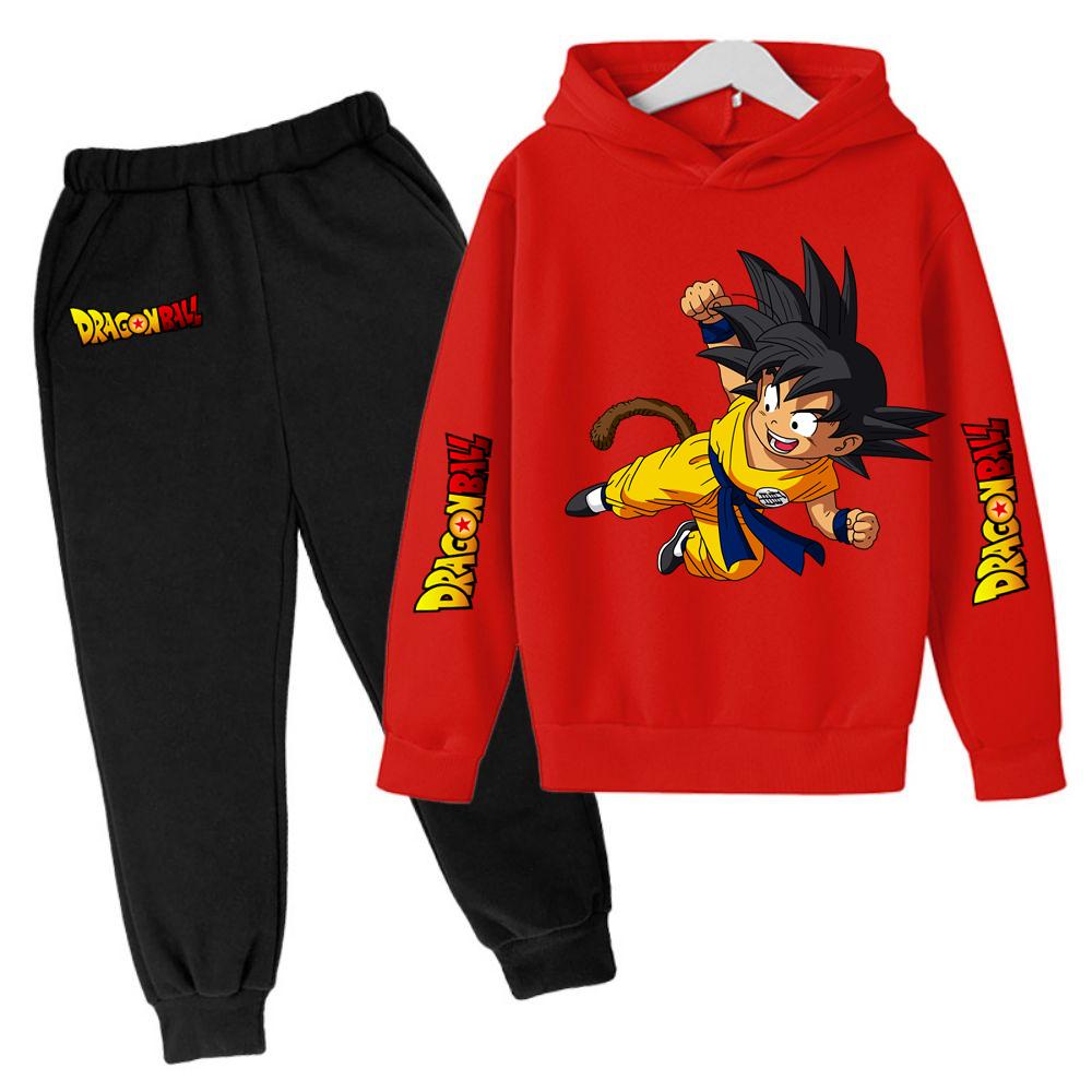 2025 MINISO Neue Winter Dragon BallHoodies + Hosen Kinderkleidung Jungen Goku Sets für Kinder Größen 100-160 Street Suit Kawaii Fashion Tops Anime 120