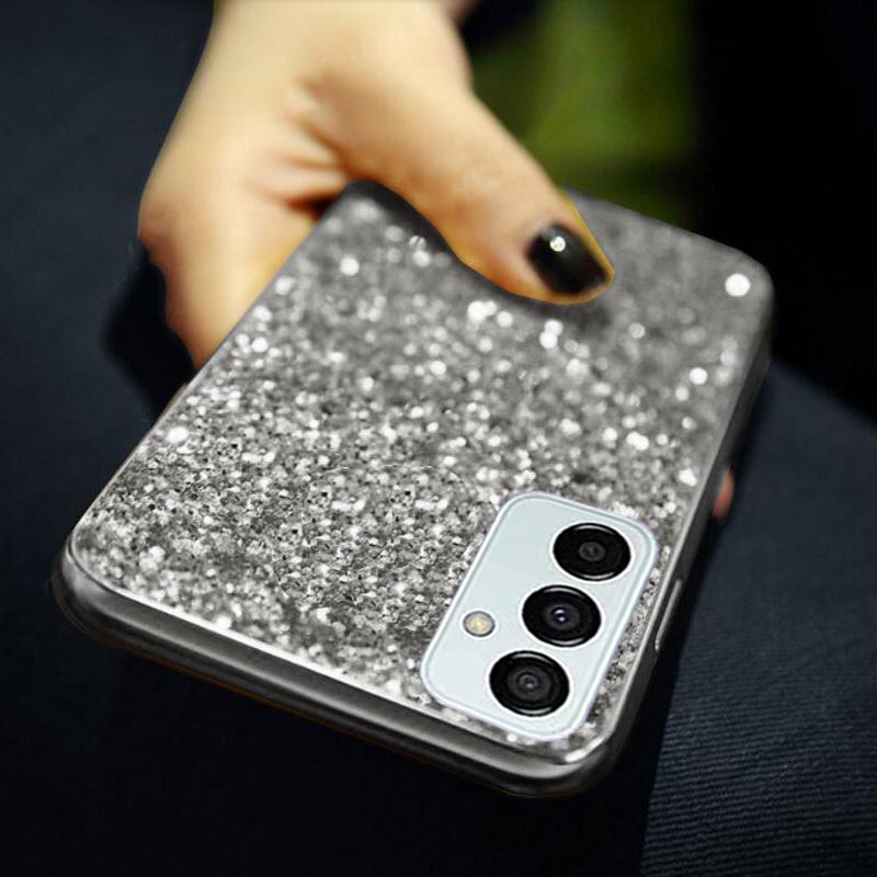 Glitzernde, weiche Silikonhülle für Samsung Galaxy S24 S23 FE S22 S21 S20 Ultra Plus A55 A54 A34 A35 A25 A24 A04S A14 A13 A23 A12 A51 A71 4G Cover Samsung Galaxy S20 Plus silber