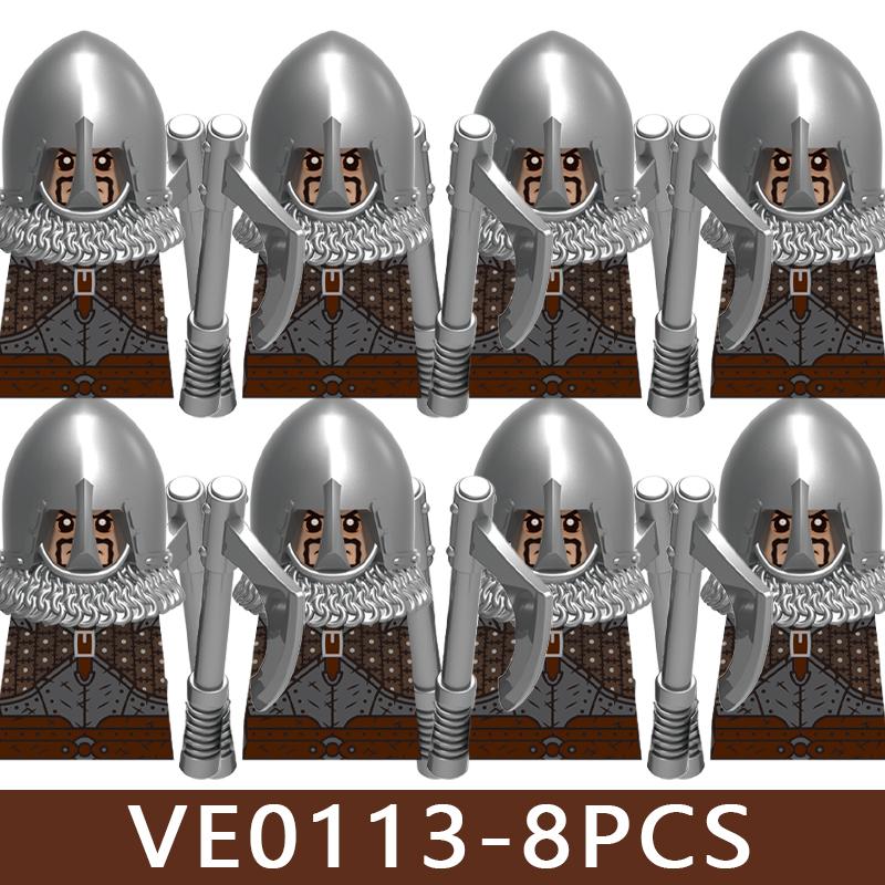8 Stück MOC Mittelalterliche Burgsoldaten Figuren Bausteine Schwarzer Adler Ritter Bogenschütze Wache Axt Schwert Lanzenreiter Imperium Steine Spielzeug Geschenke Junge