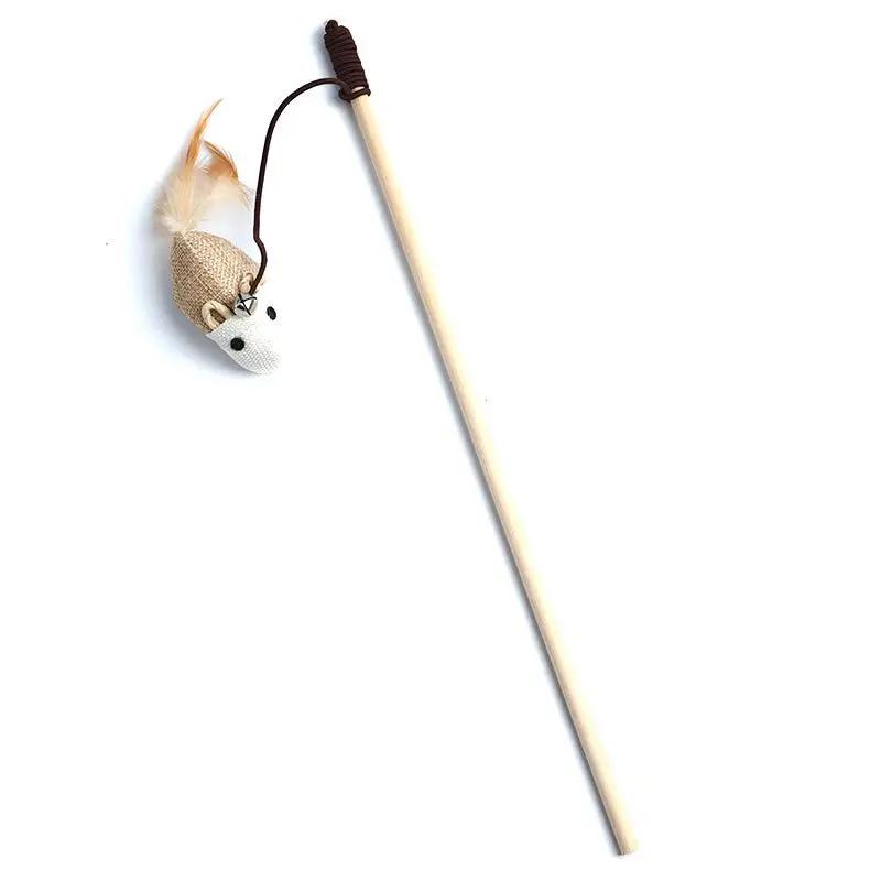 Premium Haustier Katzen Zubehör Federwedel Spielzeug Kätzchen Lustig Lebendige Farben Angelrute Katzenangel Spielzeug Holzstab Mäuse Haustier Katzen Spielzeug Interaktiver Stab