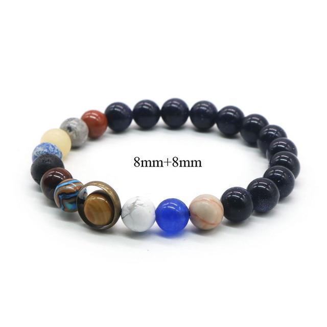 Universum Sonnensystem Armband Frauen Naturstein Acht Planeten Armband Männer Beste Freunde Geschenk für Ihn Geschenk für Sie My8 Women Size