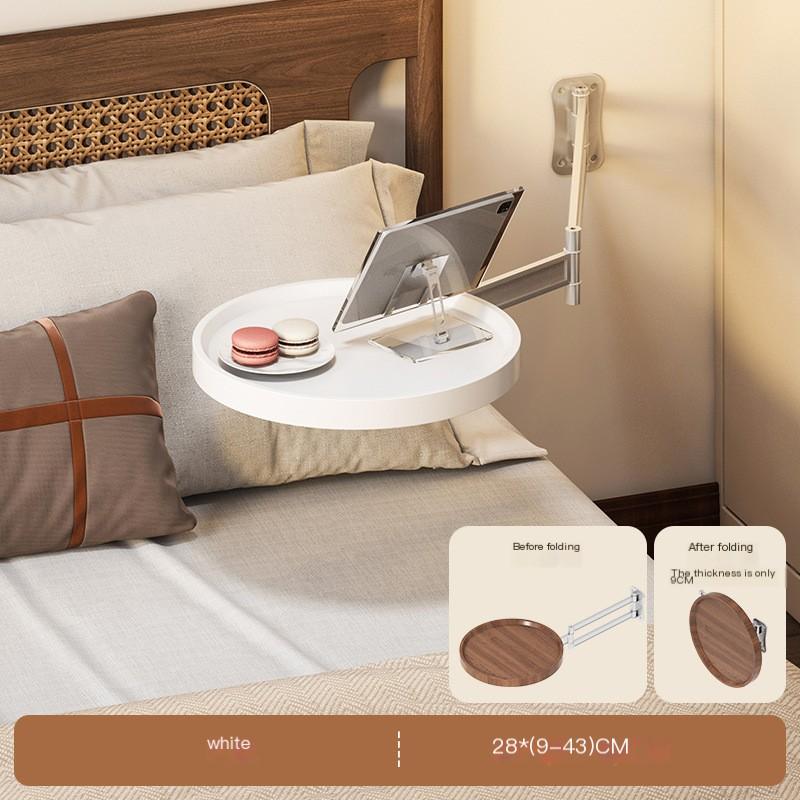 Wandmontierter Tisch, faltbar, kleine Tee-runde Tische, Wohnzimmer, kreative schwebende Schlafzimmer-Wandmontage, Nachttisch-Aufbewahrungsschränke weiß