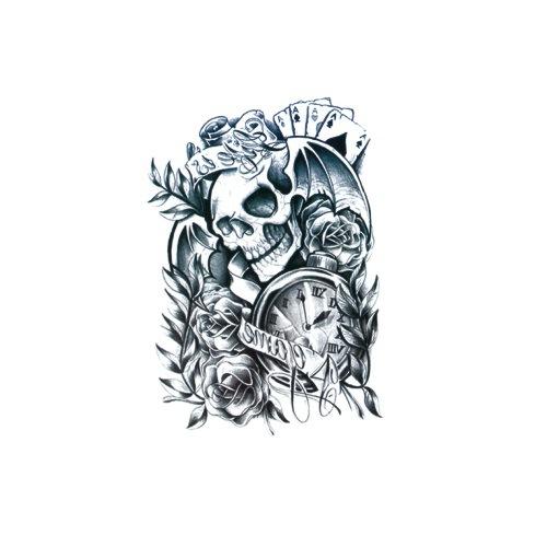 Ukiyo-E bemalter Totenkopf Prajna Tattoo-Aufkleber Wake-Up Bedeutung Blume Arm Halbarm Wassertransfer wasserdichter Tattoo-Aufkleber 148*210MM