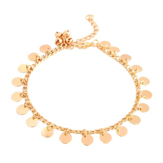 Frauen Boho Glocke Runde Charms Fußkettchen Knöchel Armband Kette Fuß Schmuck goldgelb
