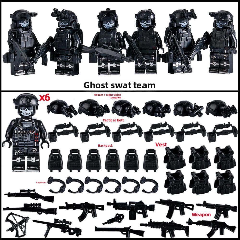 Militärische Spezialeinsatzkräfte Spezialpolizei Geisterkommando Figuren, Polizisten, Militärwaffen, Kinderspielzeug und Geschenke. rot