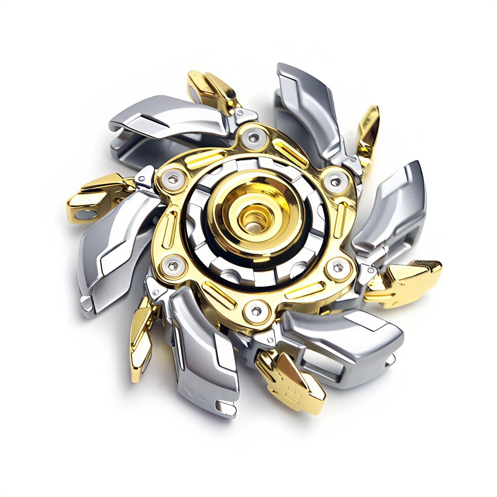 Mechanischer verformbarer Metall-Fidget Spinner, Premium-Legierung EDC Handspinner, reibungslose Drehung Anti-Stress-Fingerspitzen-Kreiselspielzeug für Erwachsene gold