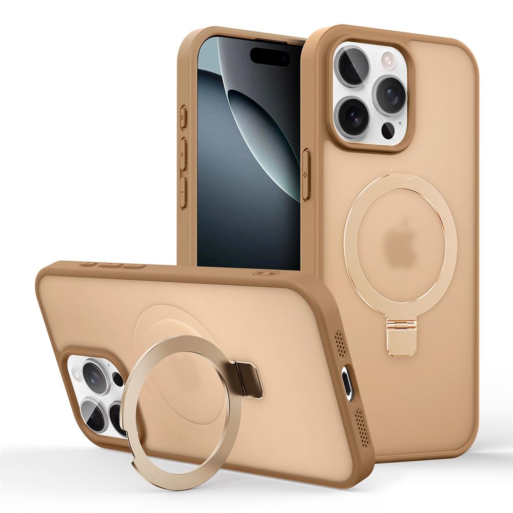 Stoßfeste Magnetische Ständer-Matte Hülle Für Für Iphone 16 15 14 Plus 13 12 11 Pro Max Hülle Mit Halter Ständer Abdeckung für Magsafe For iPhone 16 black