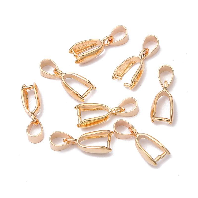 10 teile/los Anhänger Clip Verschluss Befestigen Schnalle Anhänger Stecker Kupfer Charm Bail Perlen Schmuck Erkenntnisse DIY Schmuck Machen Schmuck Zubehör 7x20mm goldgelb