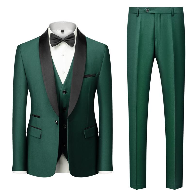 Herrenanzug mit Revers, schwarzer Kragen, 3-teilig, Mantel, Weste, Hose/Business, Trauzeugen, Bräutigam, Hochzeitskleid, Blazer, Hose 4XL grün
