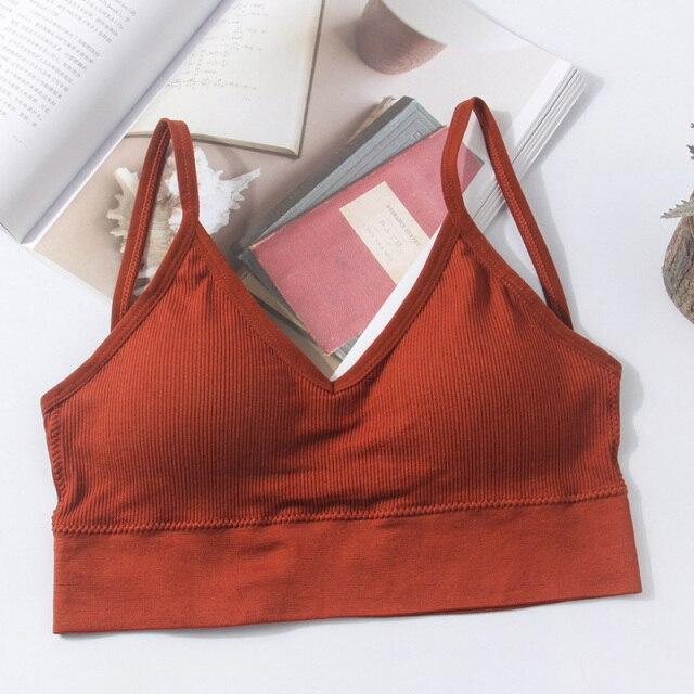 Eleganter Baumwoll-BH, sexy Dessous, bequeme bügellose Unterwäsche, Damen-Sommer-BHs, nahtloses Bralette, bauchfreies Top, solide BHs One Size orange