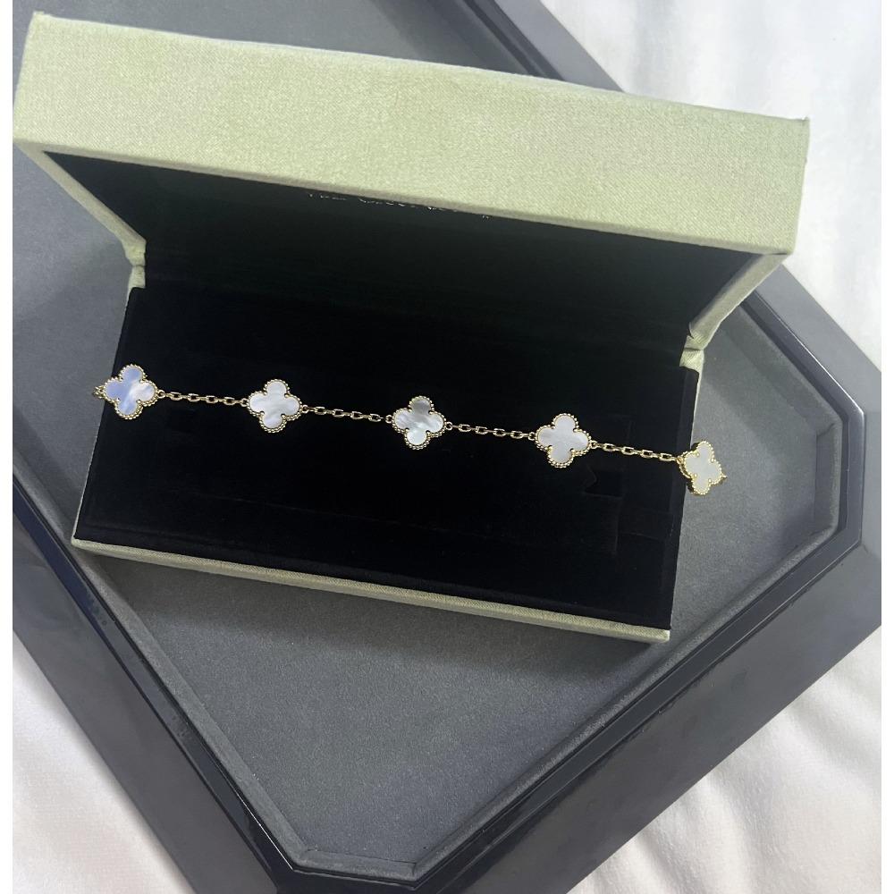 Vierblättriges Kleeblatt Armband Hohe Version 18K Fünf-Blüten Armband Damen High-End Neues Armband High version weiß