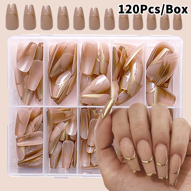 120/240/360 Stück/Box Glänzende Weichgel Rosa Französische Nagelspitzen Mittlere Mandel Weiß Einfache Press-On Nägel Große Kapazität Falsche Nägel 120Pcs