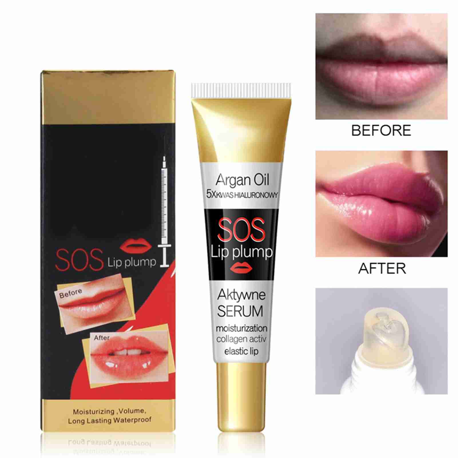 Sofort aufpolsternder Lippen-Booster Feuchtigkeitsspendend Reduziert Lippenfältchen Hellt die Lippenfarbe auf Lippen-Booster-Öl