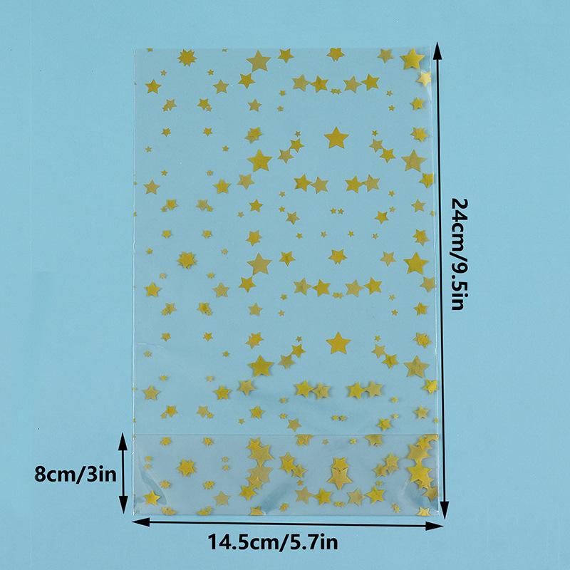 50/100 Stück Geschenkpapier mit Sternaufdruck, Zellophantüten, Partygeschenktüten, durchsichtige Süßigkeiten-/Kekstüten für Bäckerei, Geburtstag, Hochzeit, Party 50pcs rose gold