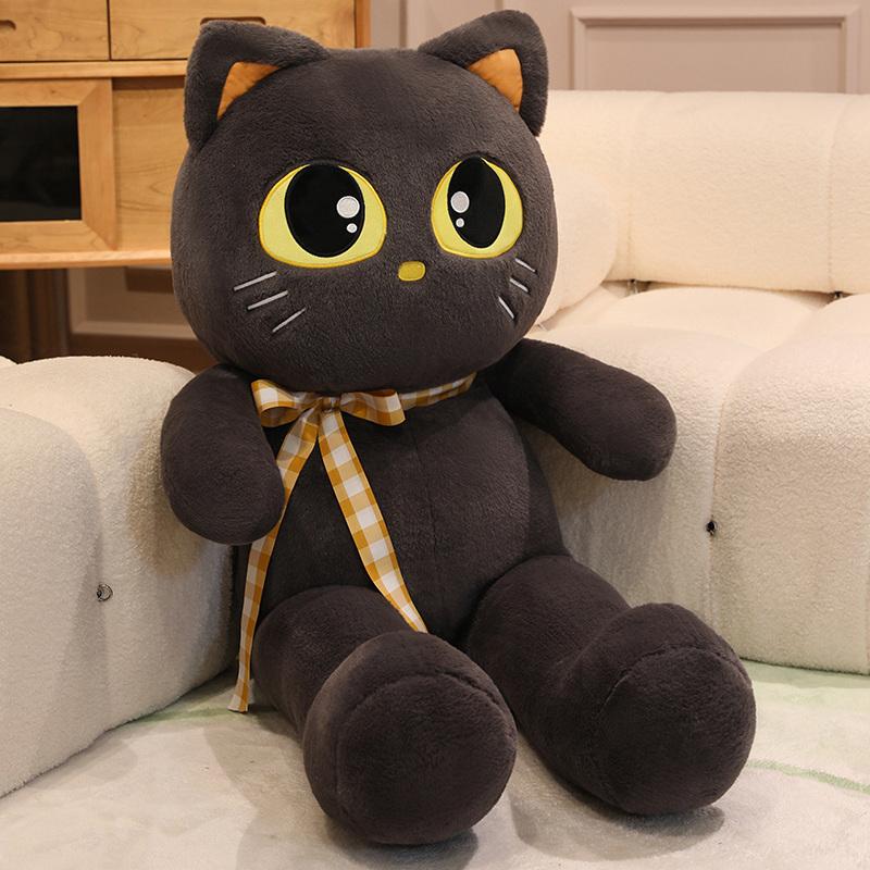 60/80/100cm Niedliches großes Katzen-Stofftier Kawaii Cartoon-Tier Großäugige Katze Plüschpuppe Katzen-Kissen Kindergeburtstagsgeschenk 60cm