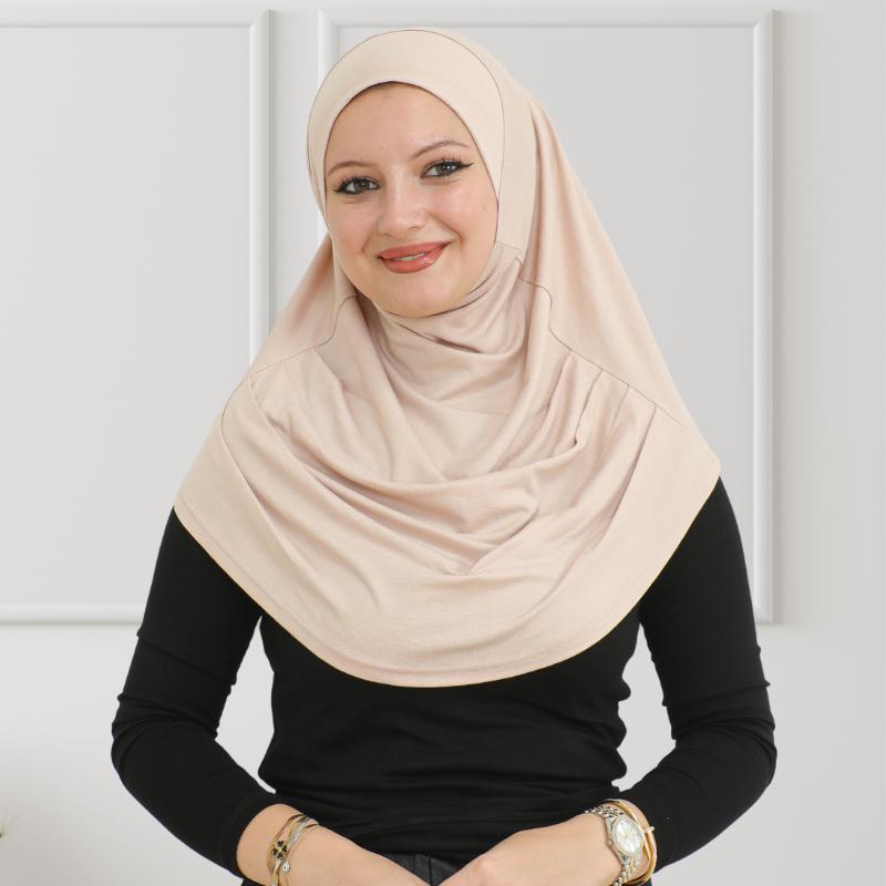 Schlichter, gebrauchsfertiger Hijab für Frauen, muslimische Instant-Turbane, weicher Jersey-Schal, islamische Kleidung, lange Hijabs, Abaya beige